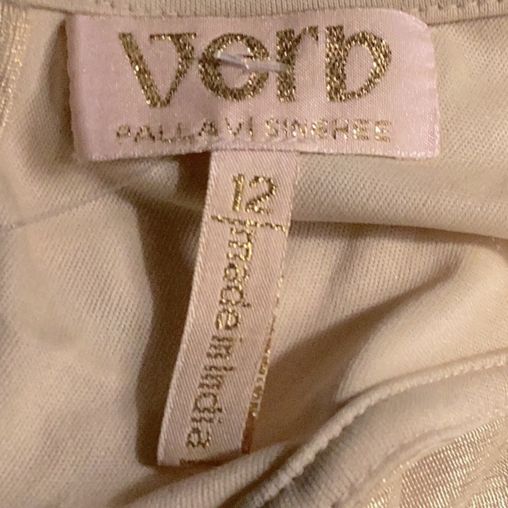VERB by Pallavi Singhee Elegant HALTER Gold Pleated Dress - Picture 10 of 16